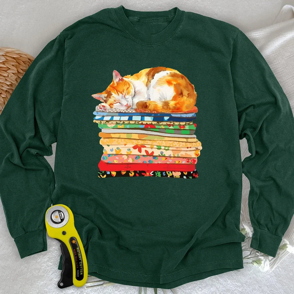 Cat And Fabric Long Sleeve T-shirt
