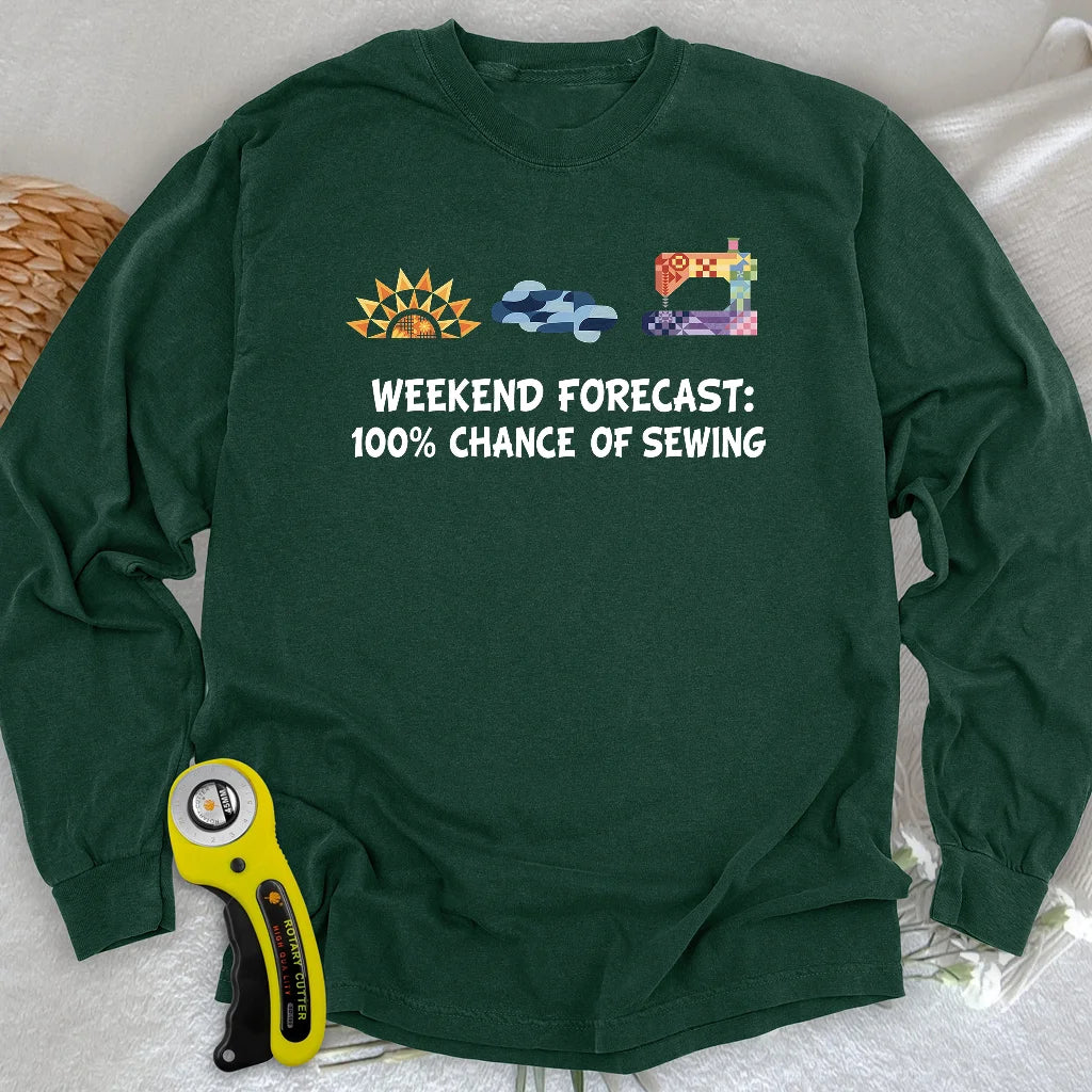 Quilter Weekend Forecast Long Sleeve T-shirt