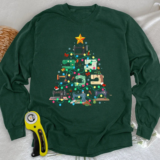 Sewing Christmas Tree Long Sleeve T-shirt