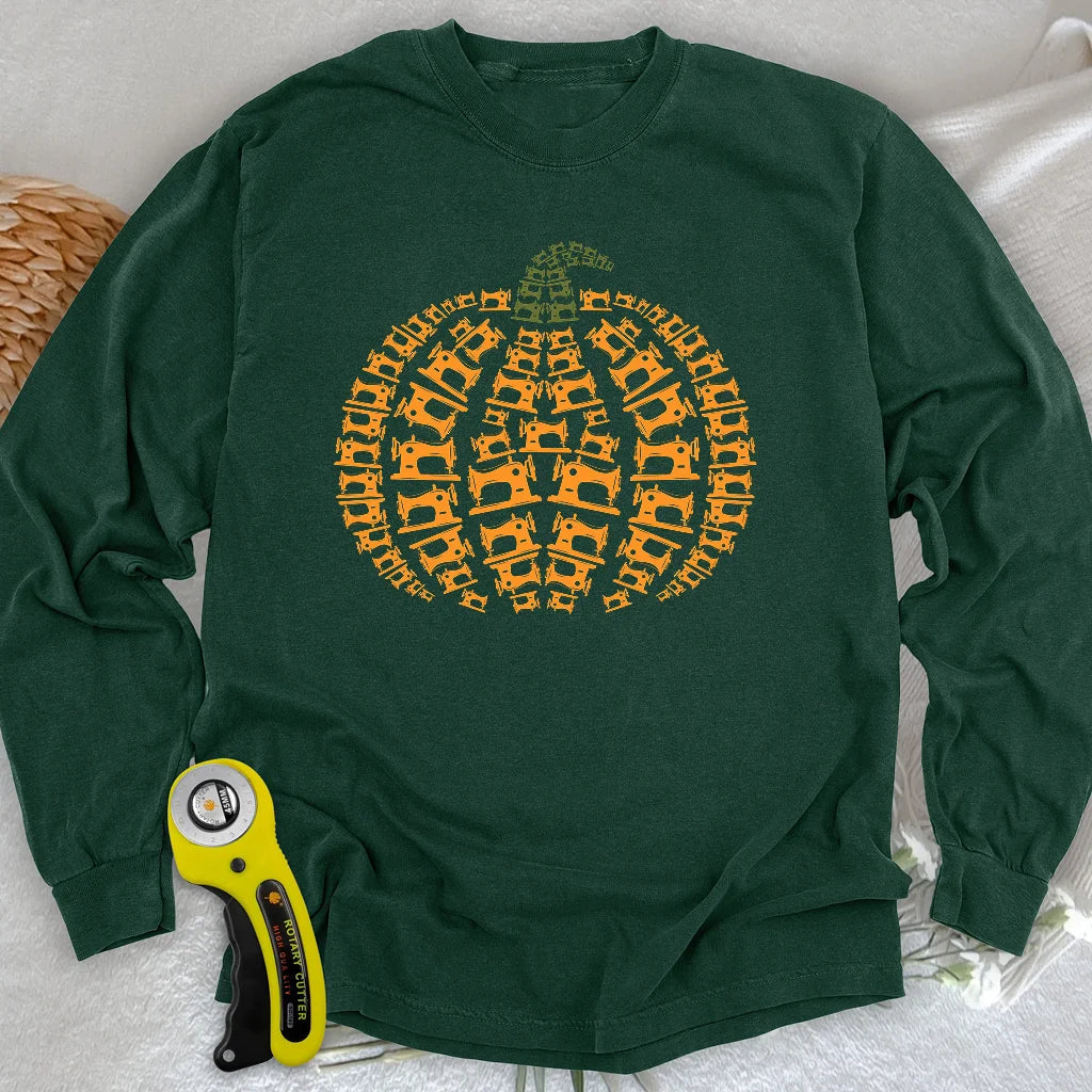 Sewing Machine Pumpkin Long Sleeve T-shirt
