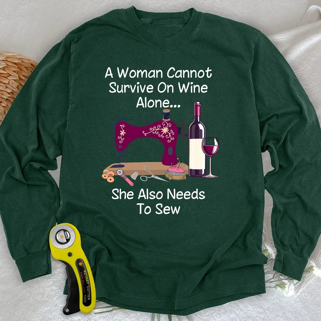 Sewing and Wining Long Sleeve T-shirt