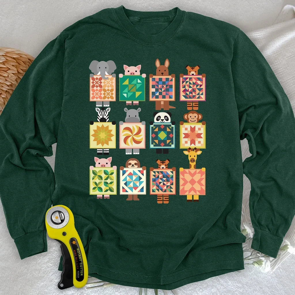 Woodland Patchwork Crew Long Sleeve T-shirt