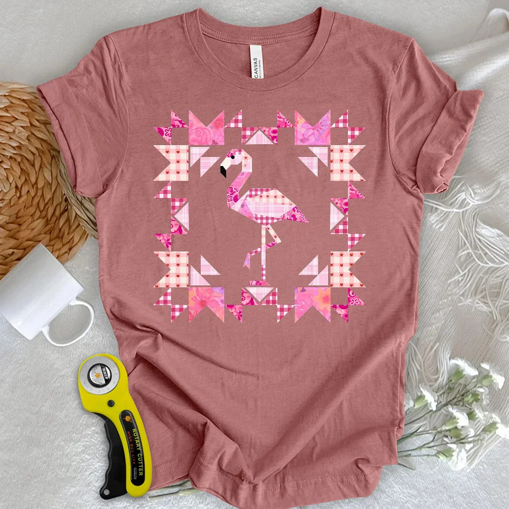 Patchwork Flamingo Panel T-Shirt