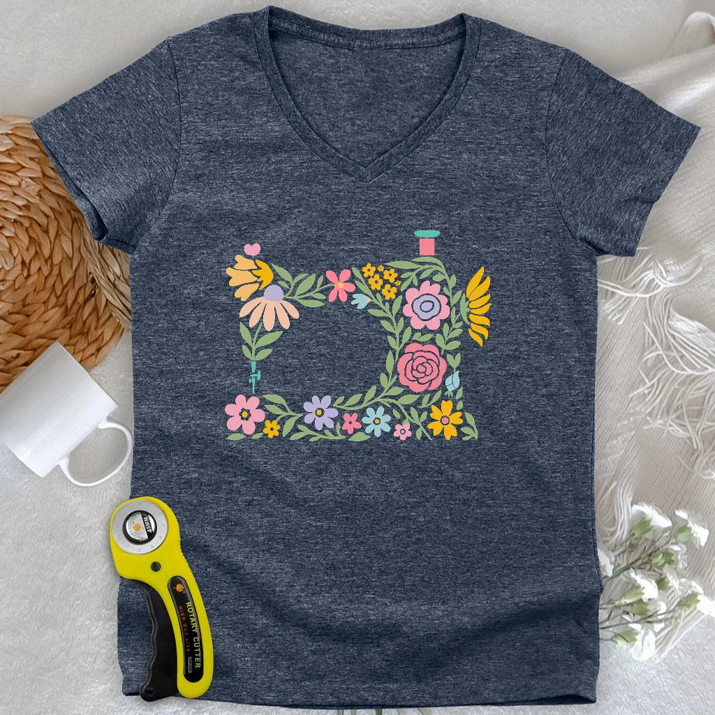 Abtract Flower Machine Lady V-neck