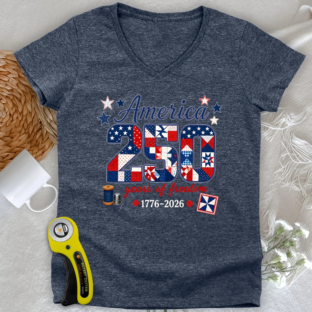 America 250: Pieced With Pride Lady V-neck