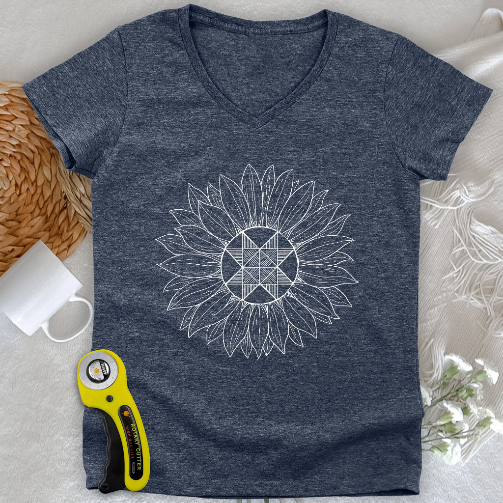 Block Sunflower Lady V-neck