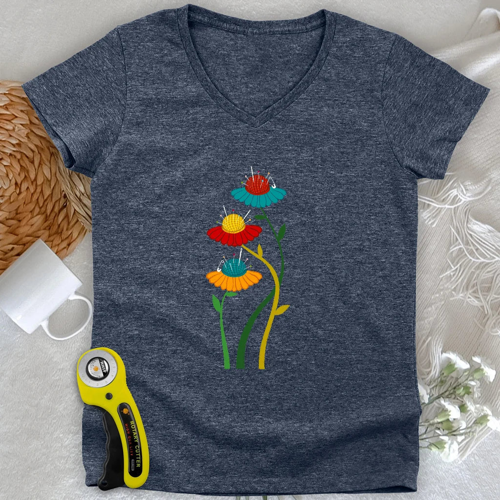 Blooming Pin Cushions Lady V-neck