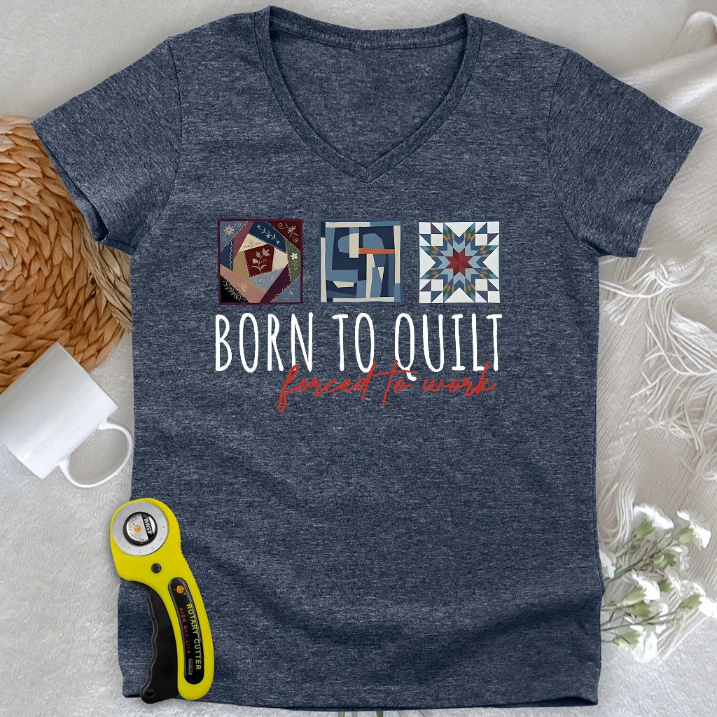 Forced to Quilt Lady V-neck