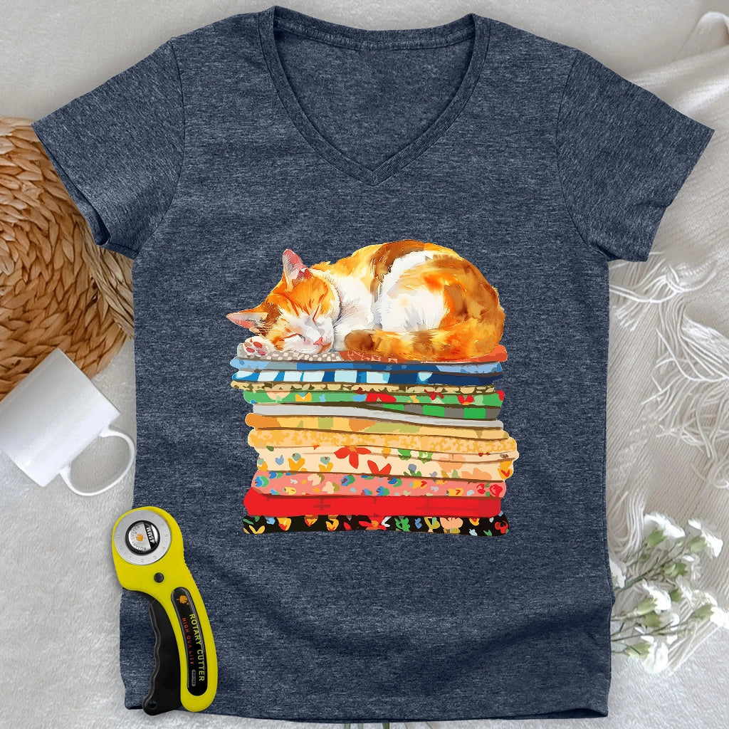 Cat And Fabric Lady V-neck