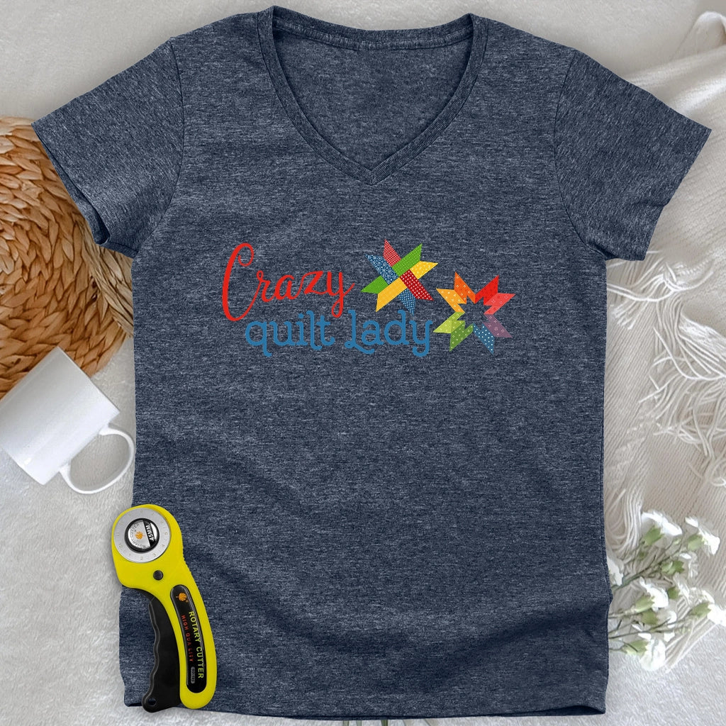 Crazy quilt lady Lady V-neck