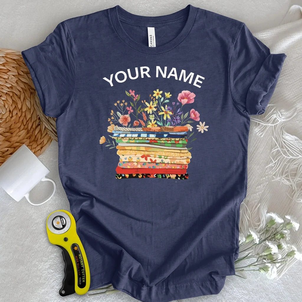 "Custom Name" Floral Fabric T-shirt