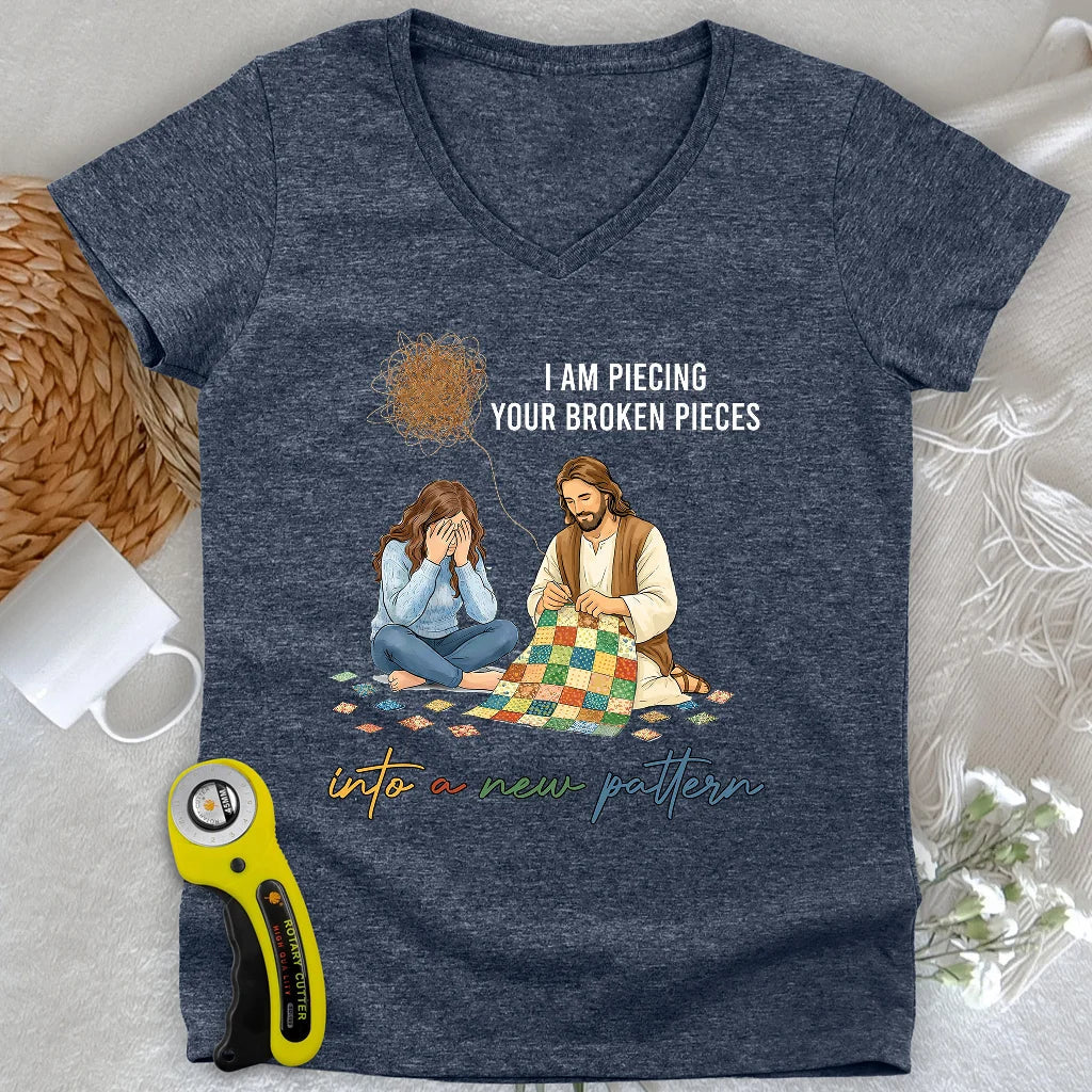 God Piecing Broken Pieces Lady V-neck
