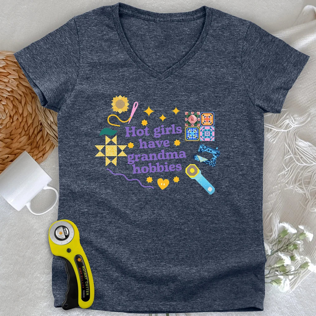 Grandma Hobbies Lady V-neck