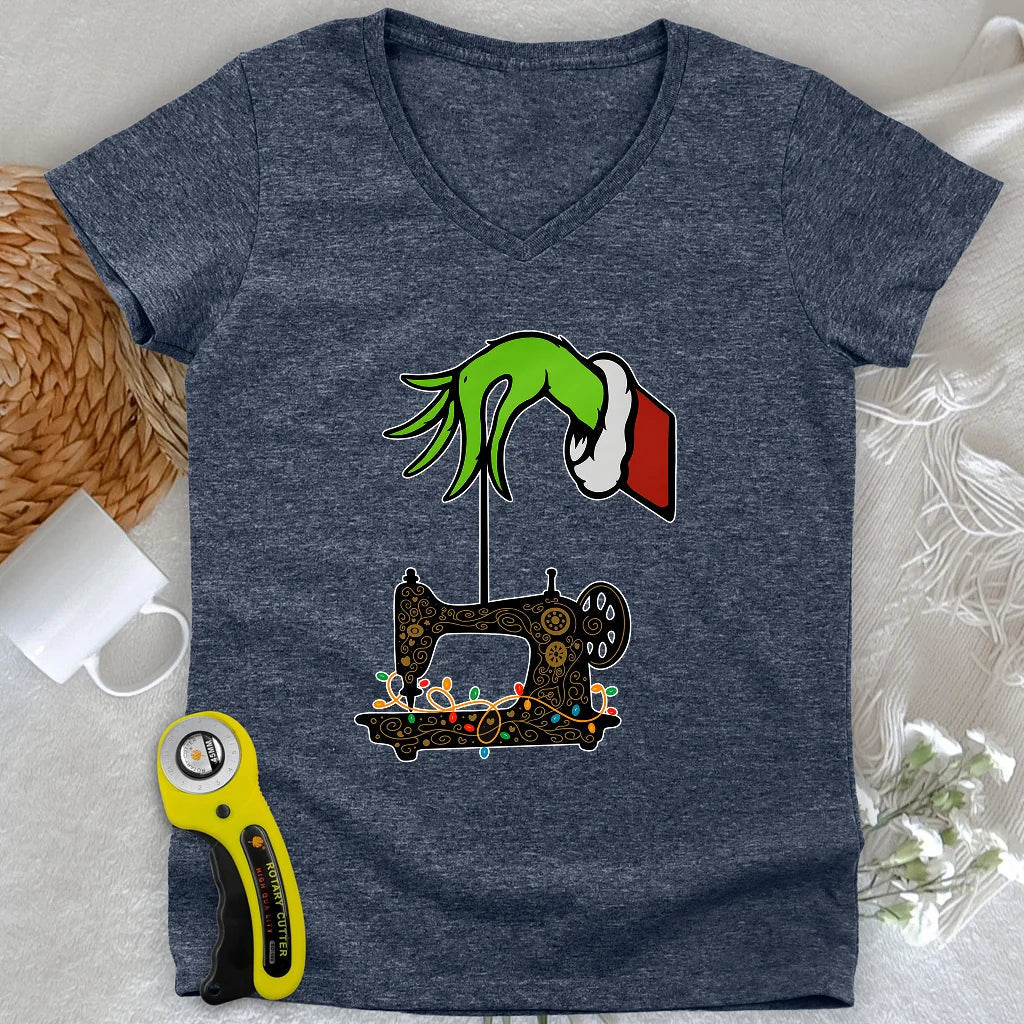 Grinch Stole Stitches Lady V-neck