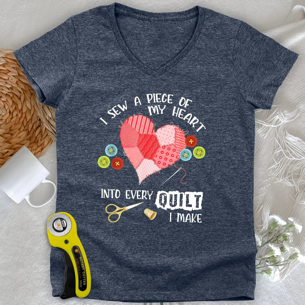 Heartstitched Quilt Love Lady V-neck