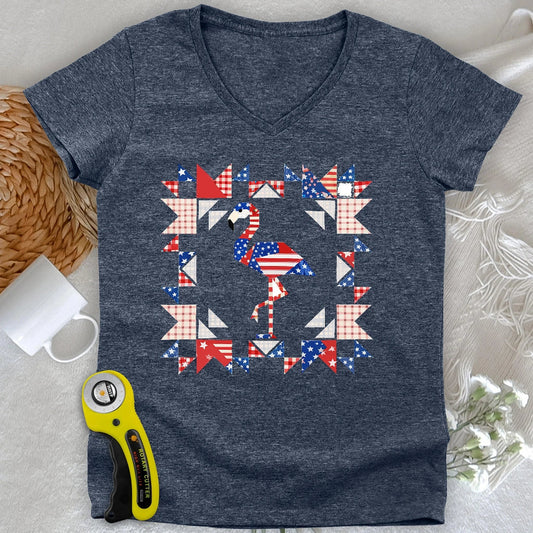 Liberty Flamingo Patchwork Lady V-neck