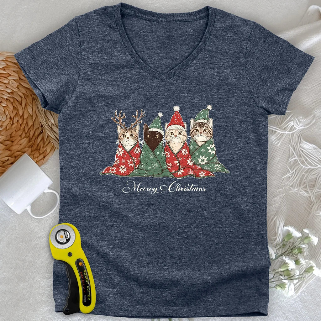 Meowy Christmas Lady V-neck