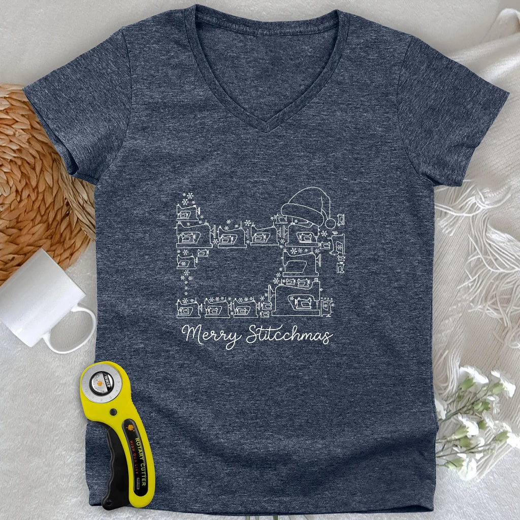 Merry Stitchmas Lady V-neck