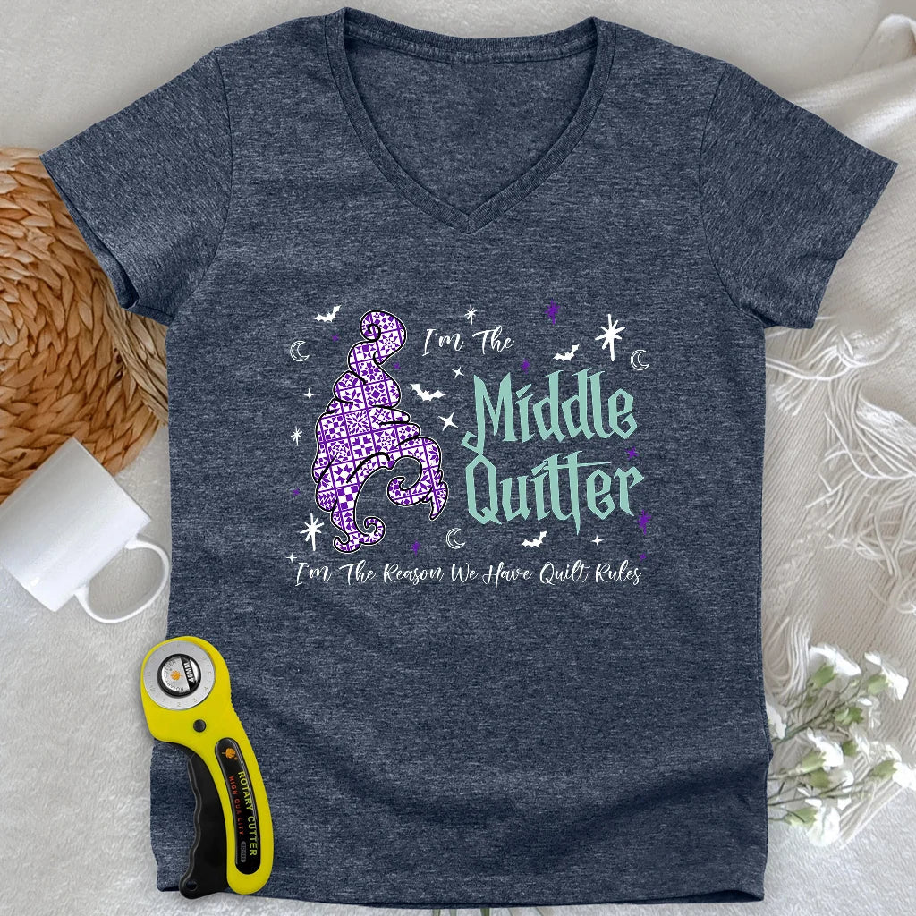 Middle Quilter Lady V-neck