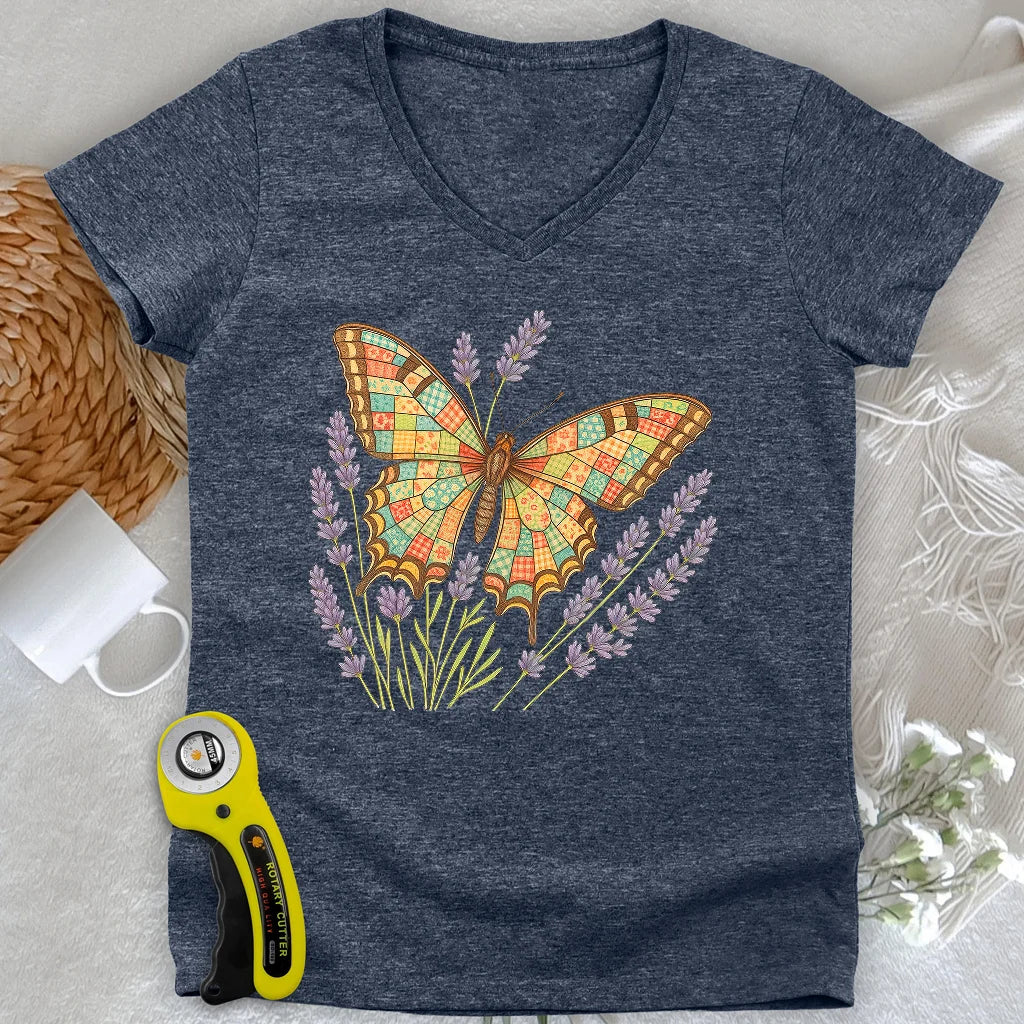 Patchwork Butterfly Lady V-neck