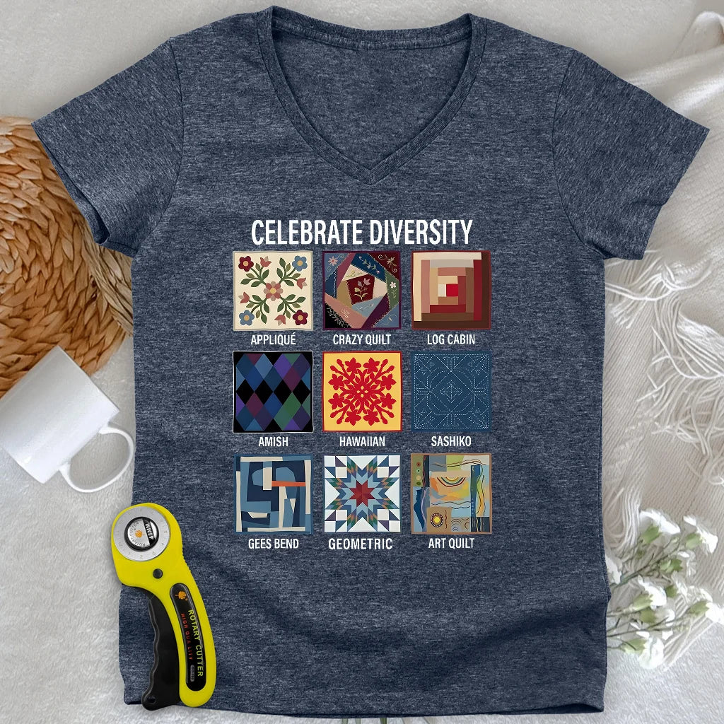 Patchwork Diversity Lady V-neck