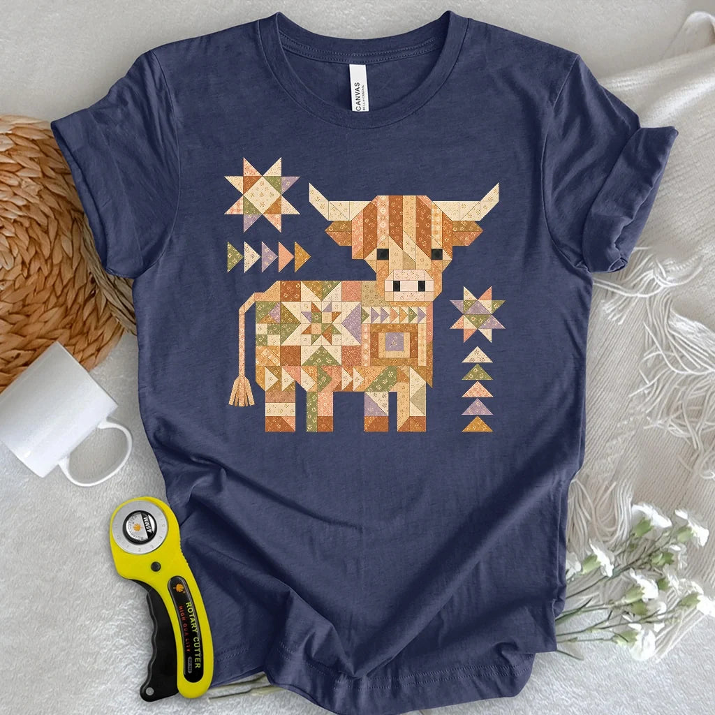 Patchwork Highland Cow T-shirt