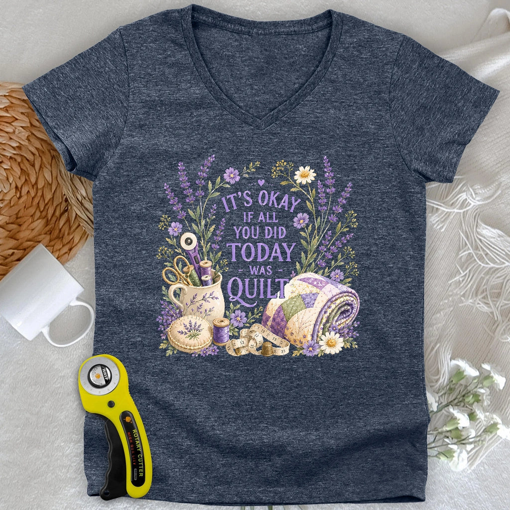 Quilt Days Are Productive Days Lady V-neck