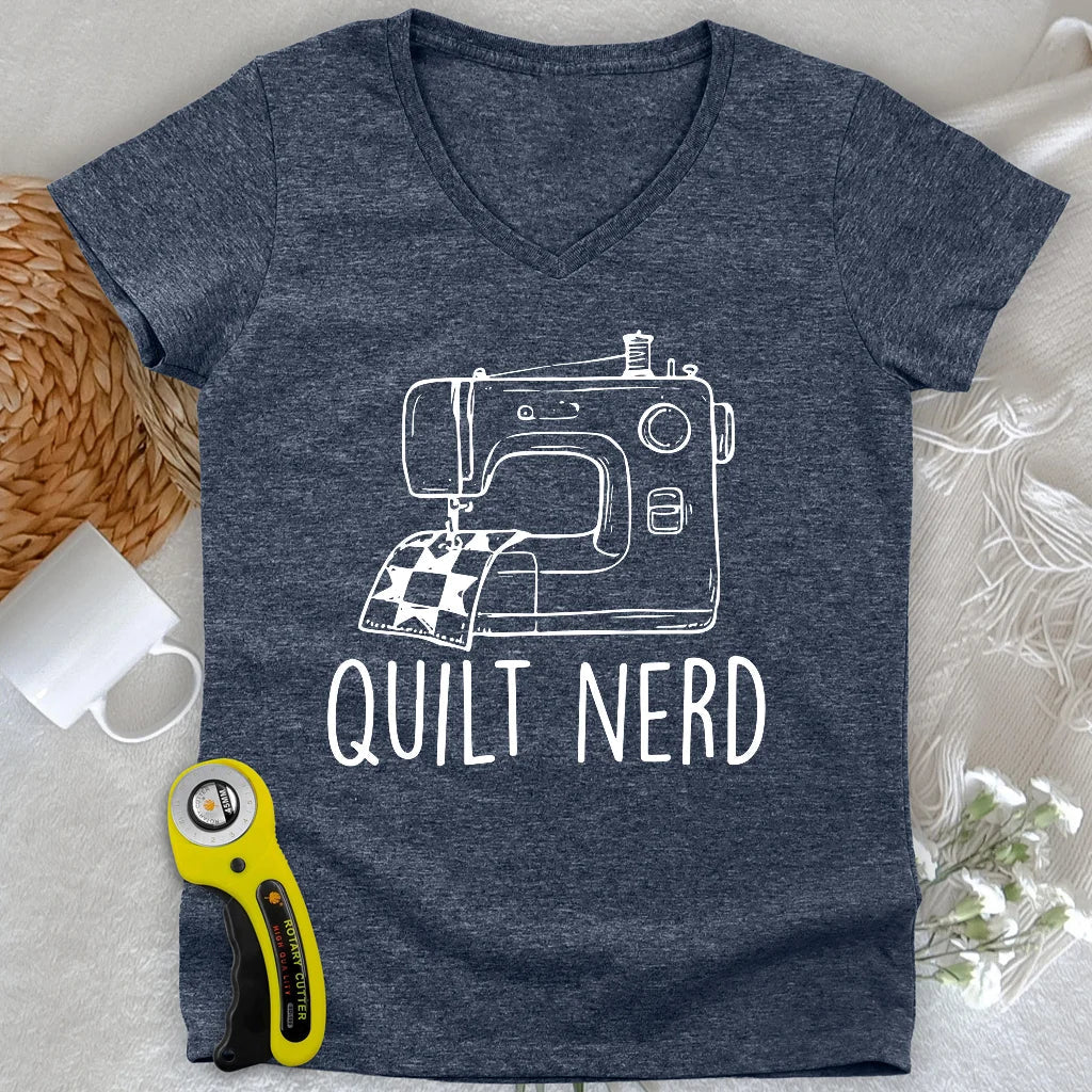 Quilt Nerd Lady V-neck