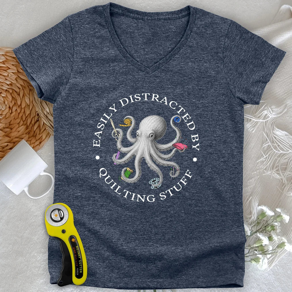 Quiltin Stuff Lady V-neck