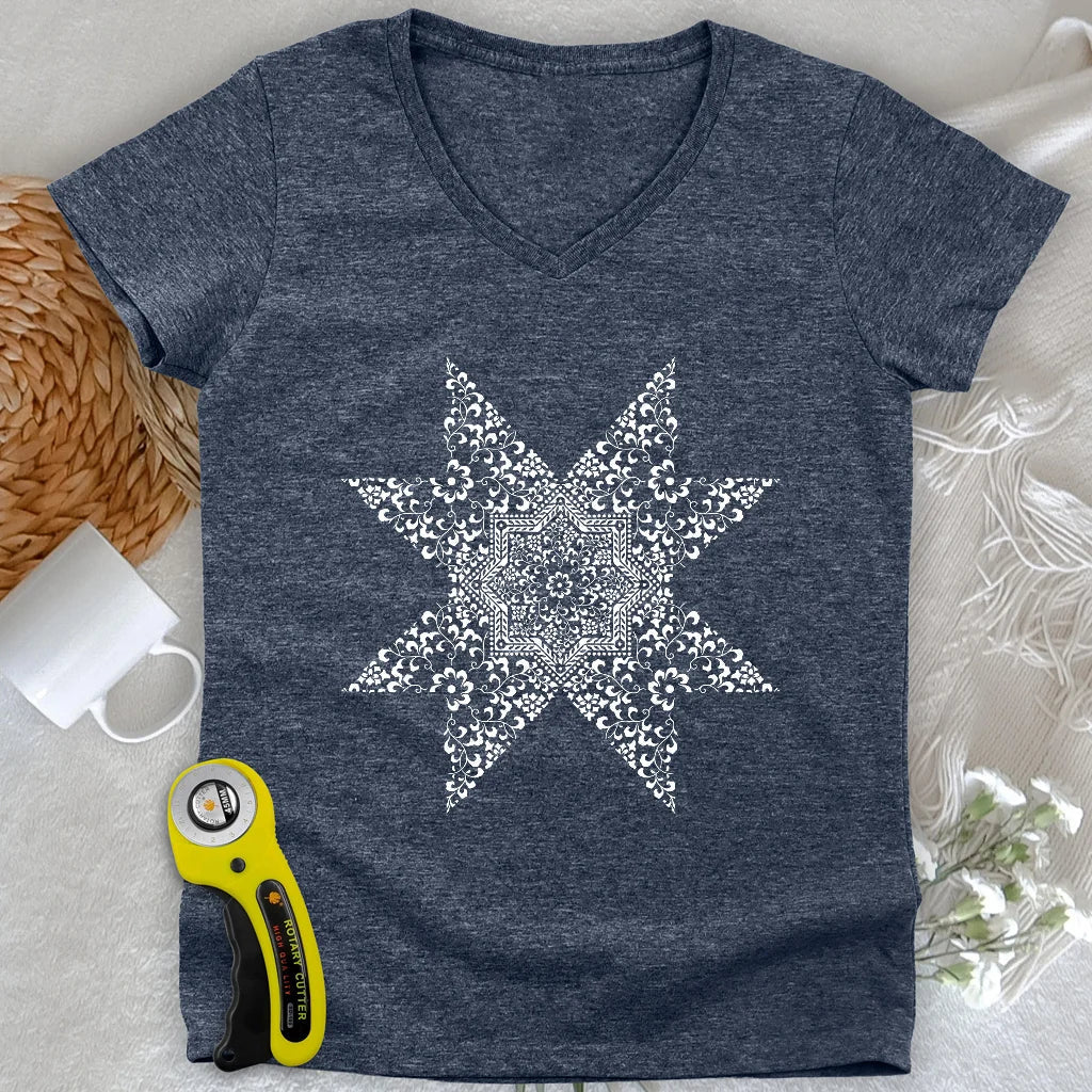 Quilting Mandala Lady V-neck