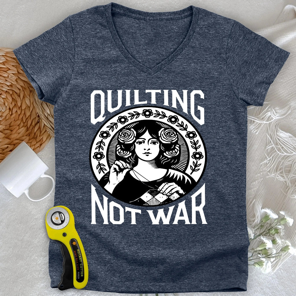 Quilting Not War Lady V-neck