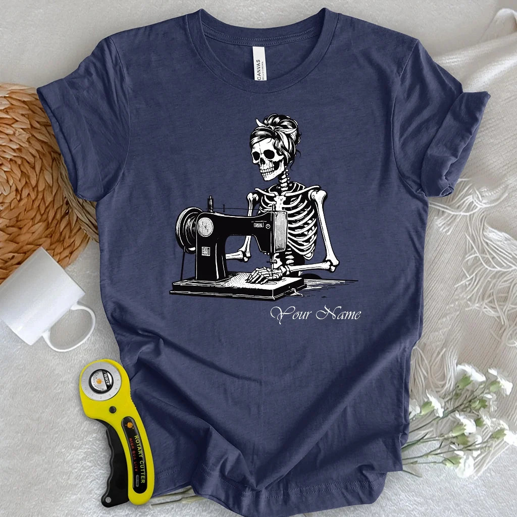 "Custom Name" Quilting Skeleton T-shirt