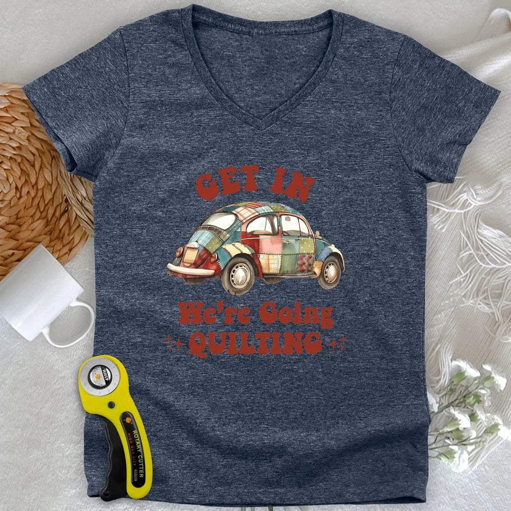 Quilty Road Trip Bug Lady V-neck
