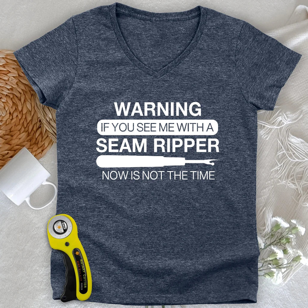 Seam Ripper Warning Lady V-neck
