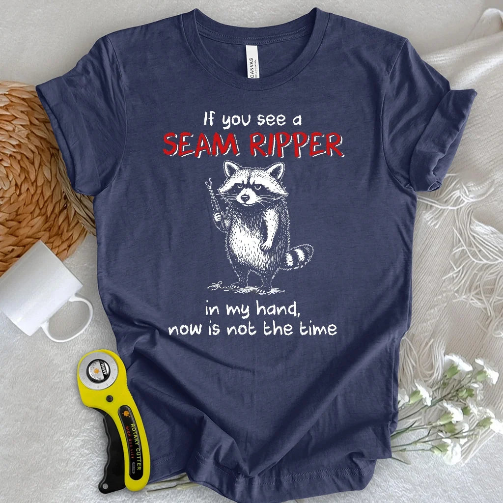 Seam Ripper Warning Raccoon T-shirt