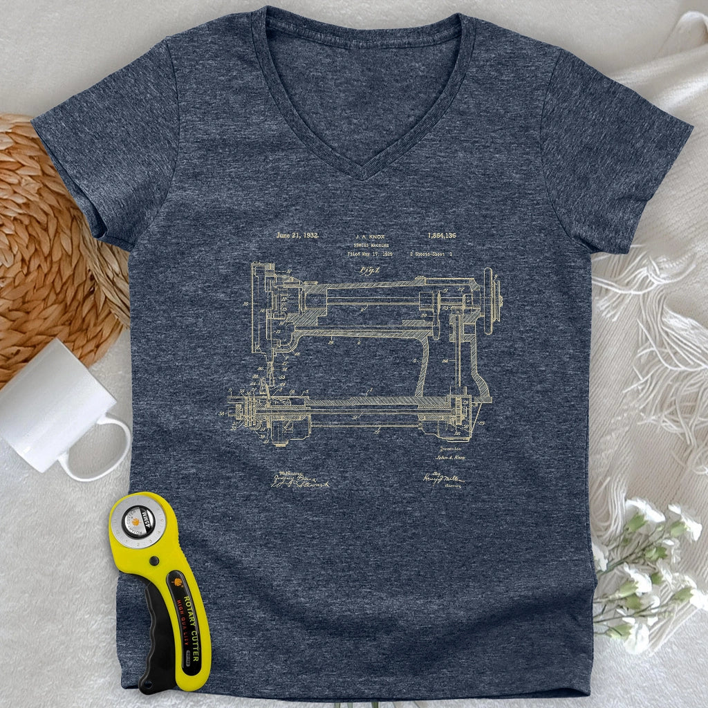 Sewing Machine Lady V-neck