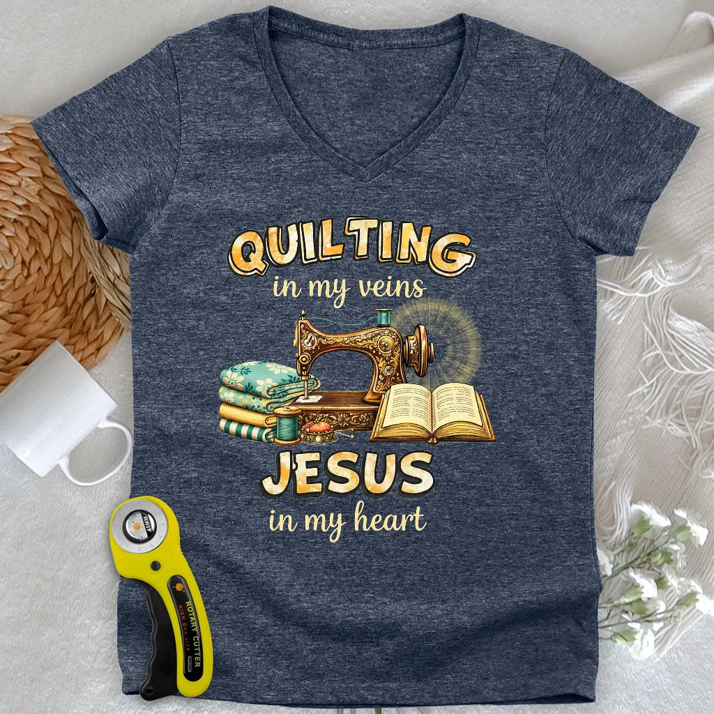 Sewn With Jesus Lady V-neck