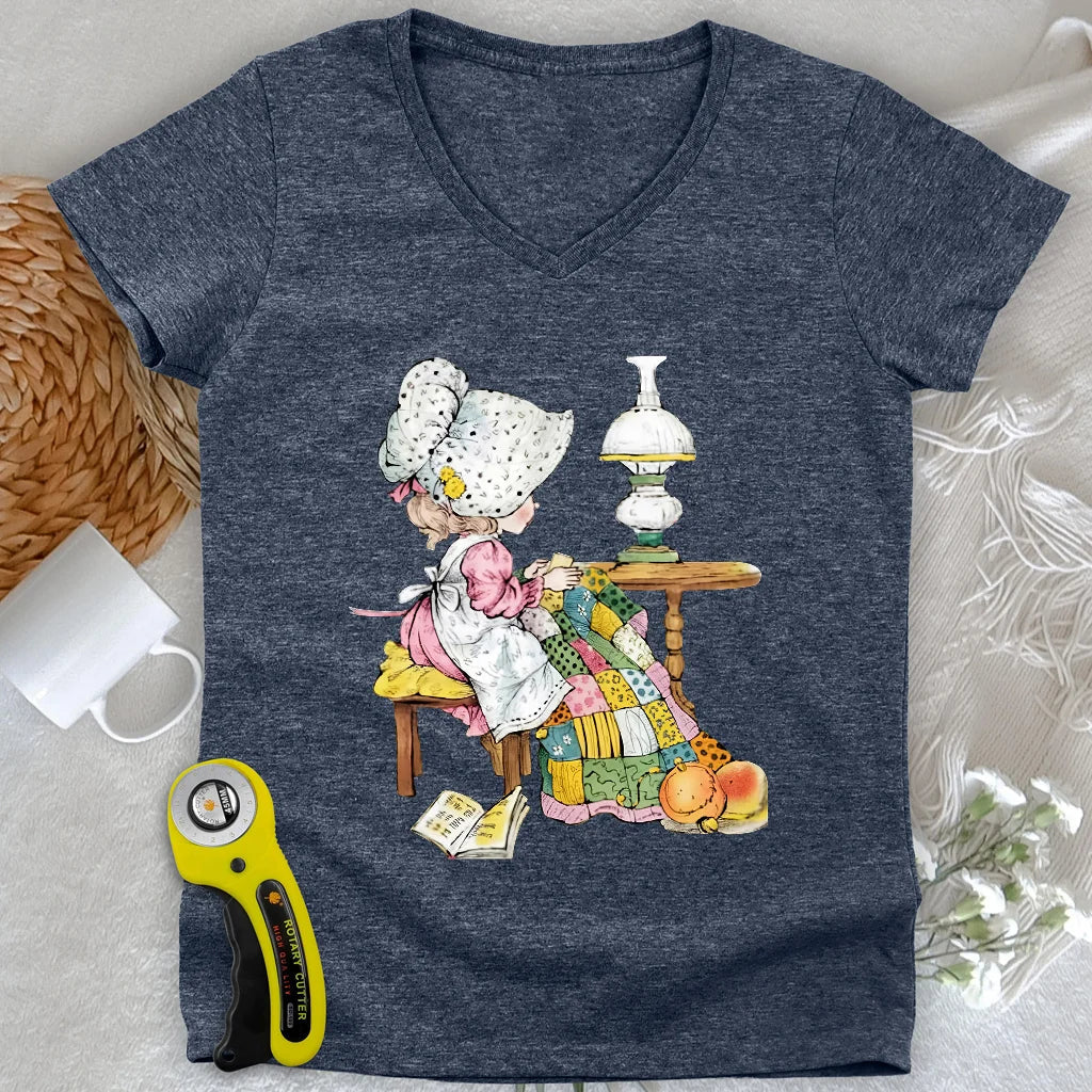 The Little Quilter Lady V-neck