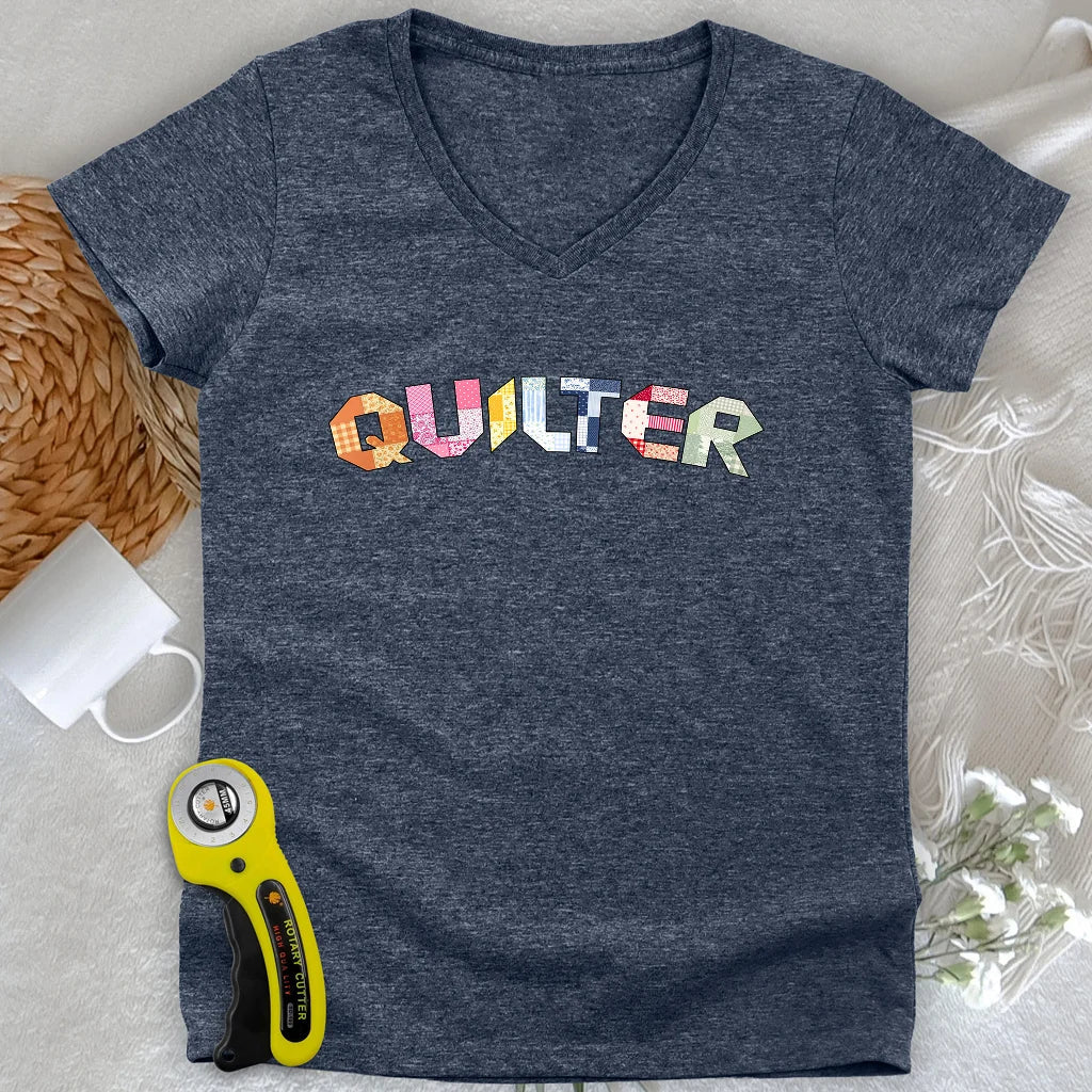 The Quilter's Studio Sampler Lady V-neck
