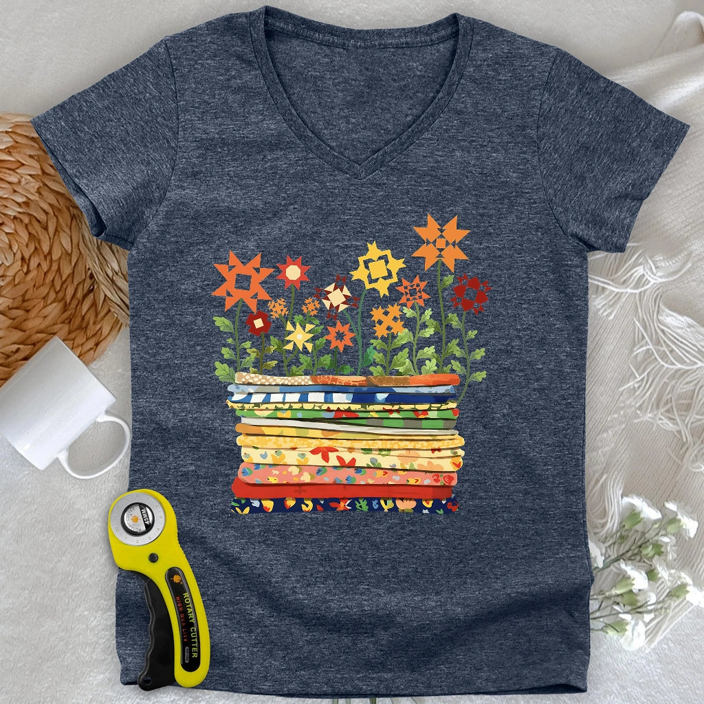 Where Quilts Bloom Lady V-neck