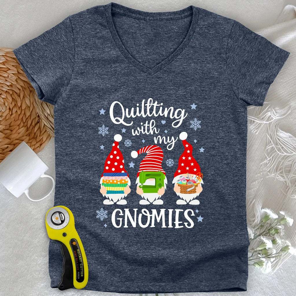 With My Gnomies Lady V-neck