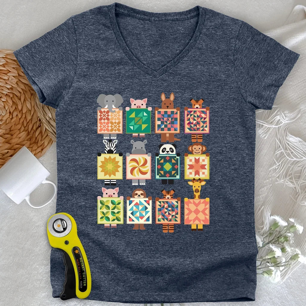 Woodland Patchwork Crew Lady V-neck
