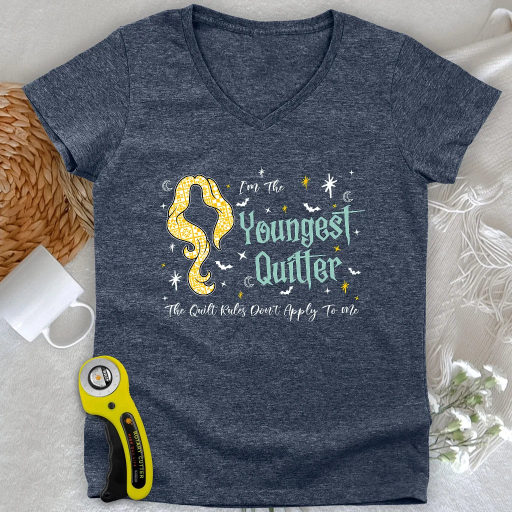 Youngest Quilter Lady V-neck