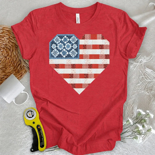 Stars & Stripes Patchwork Heart T-shirt