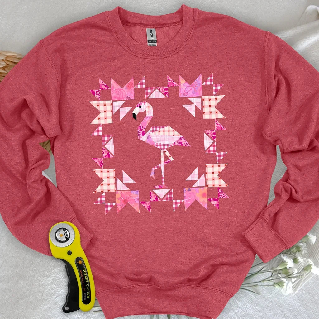 Patchwork Flamingo Panel Sweatshirt
