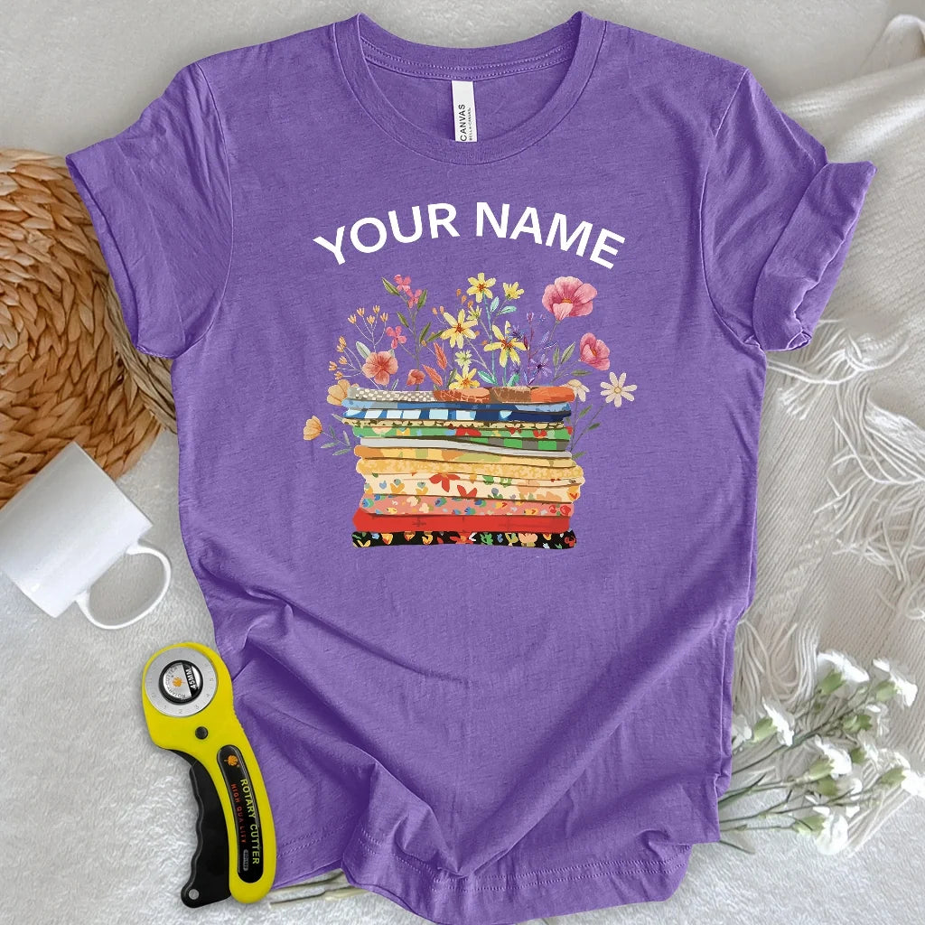 "Custom Name" Floral Fabric T-shirt