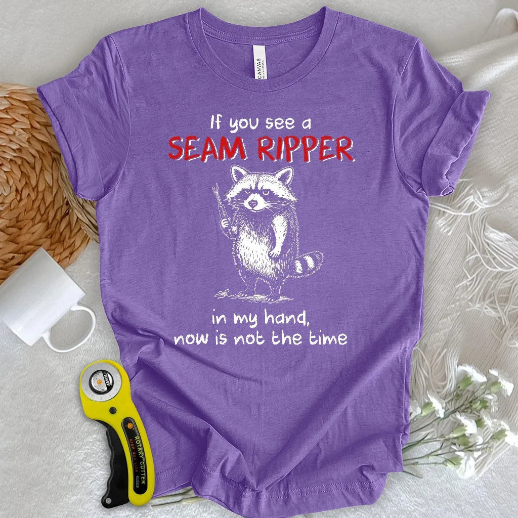 Seam Ripper Warning Raccoon T-shirt