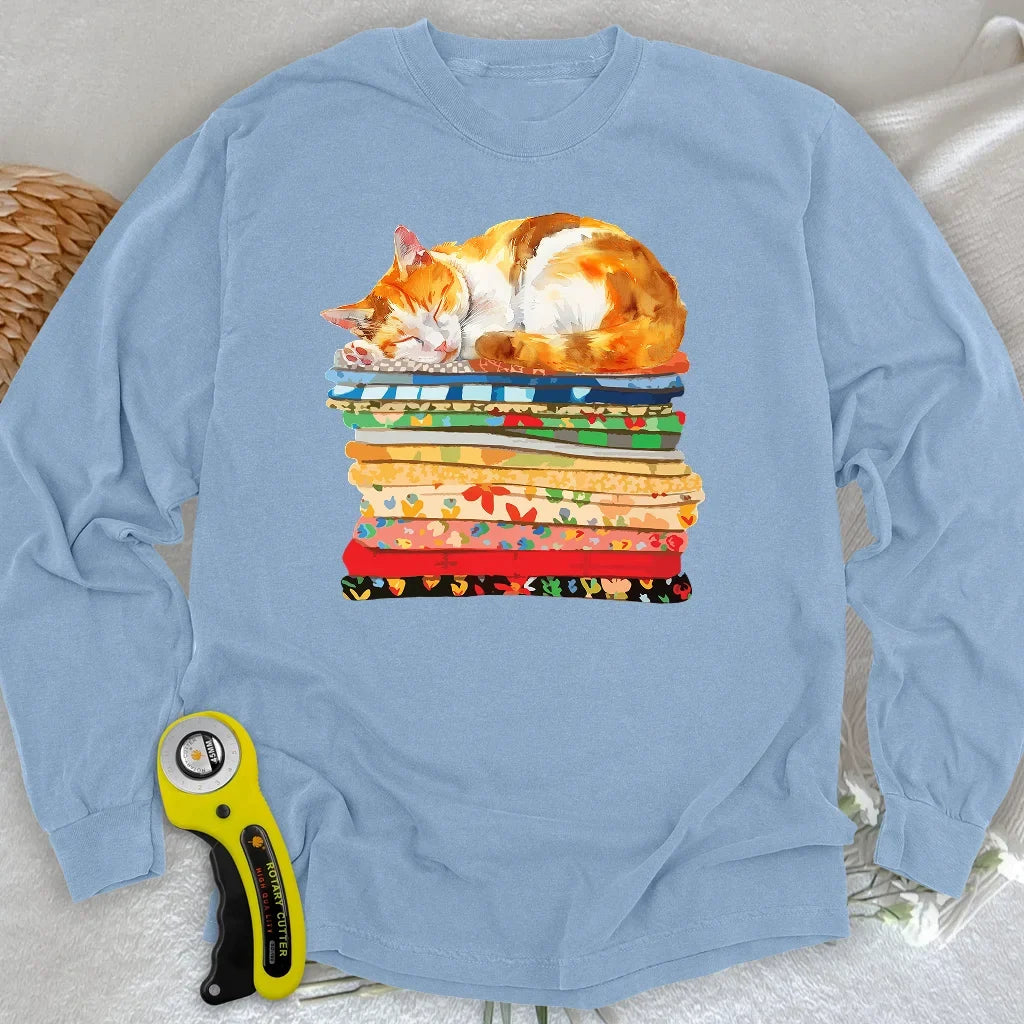Cat And Fabric Long Sleeve T-shirt