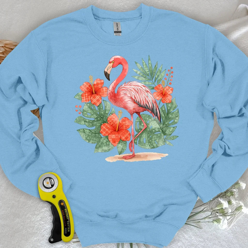 Flamingo & Floral Patchwork Sweatshirt