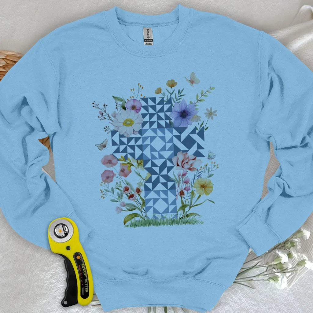Floral Faith Quilt Sweatshirt